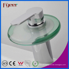 Fyeer Single Handle Round Glass Spout Bathroom Waterfall Basin Faucet